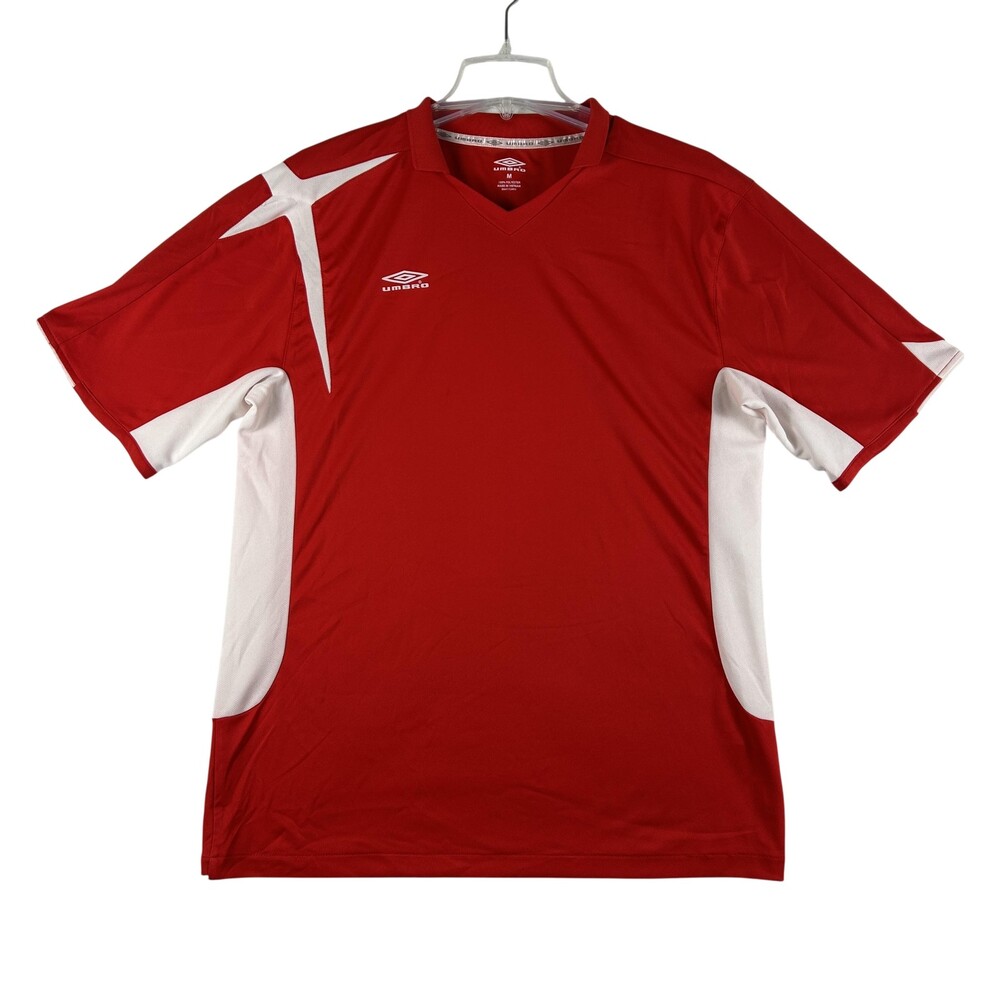 Umbro Shirt Mens Medium Red Short Sleeve Soccer Jersey Performance Athletic Top